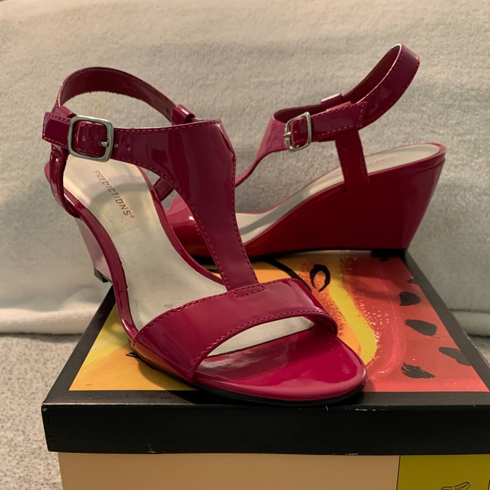 Cute hot pink wedge sandals